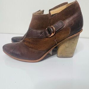 J Shoes Sienna Wrap Leather Suede Dark Brown Ankle Boots Sz 6.5